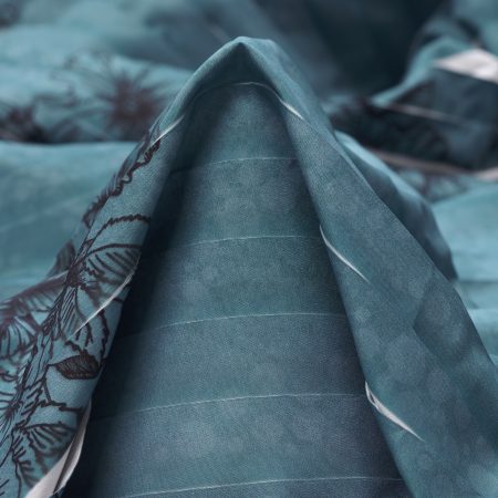 PLISSÉ, PRINTED, BLUE STONE