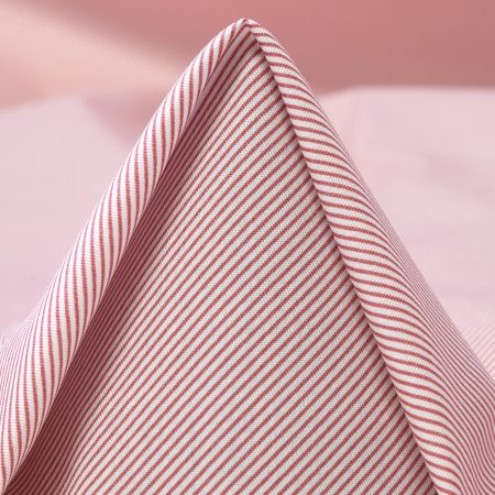 POPLIN, COTTON BLEND, STRIPES, BRICK RED&SNOW WHITE