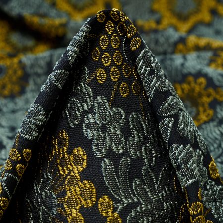JACQUARD, FLORAL, HONEY MUSTARD&DARK JADE