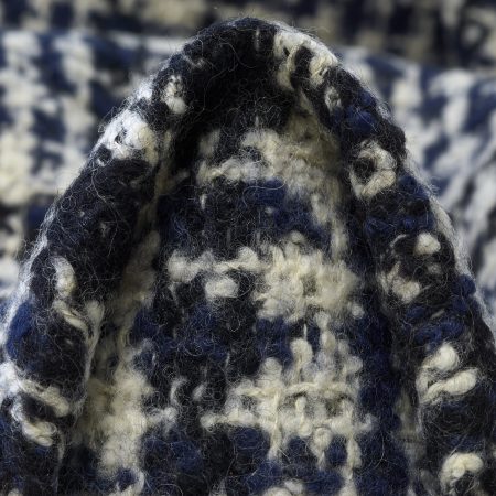 BOUCLÉ, VIRGIN WOOL, CHECK, BLUE INDIGO&BRILLIANT WHITE