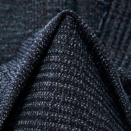 COTTON, LUREX, ELASTIC, BLUE INDIGO&PALE GOLD