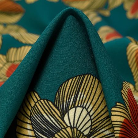 CRÊPE, FLORAL, PAGODA BLUE