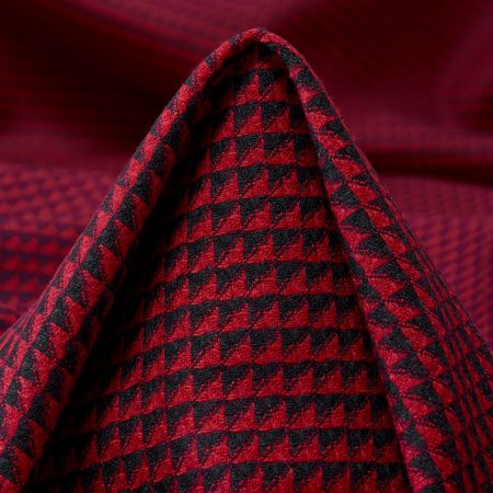 JACQUARD, WOOL VISCOSE, CHERRY RED&MIDNIGHT BLUE