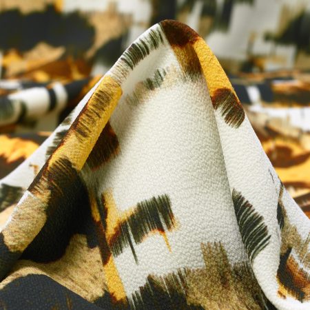 CRÊPE, ELASTIC, PRINTED, GOLDEN APRICOT&SNOW WHITE