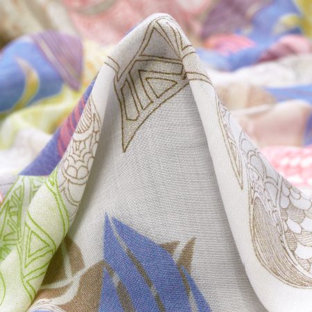 VOILE, VISCOSE, PRINTED, BLUEBELL&BRILLIANT WHITE