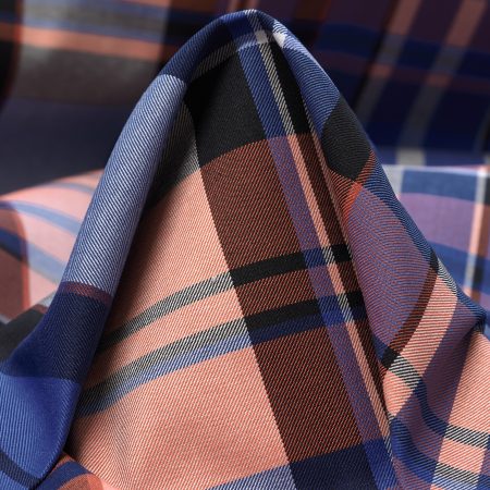 GABARDINE, COTTON ELASTIC, CHECK, ATOMIC BLUE