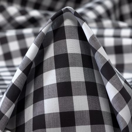 POPLIN, COTTON, CHECK, MARSHMALLOW&RAVEN BLACK