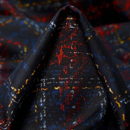 SATIN, CHECK, PRINTED, DARK NAVY&RED ALERT
