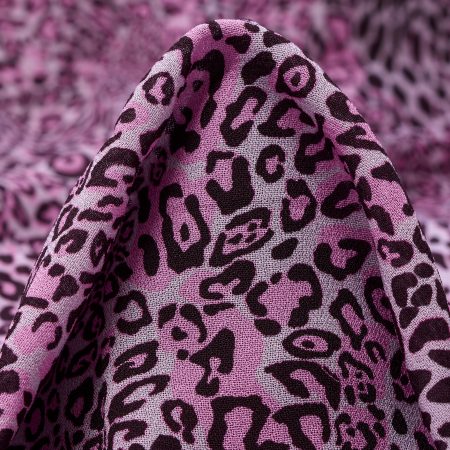 CRÊPE, VISCOSE, PRINTED, ORCHID PINK