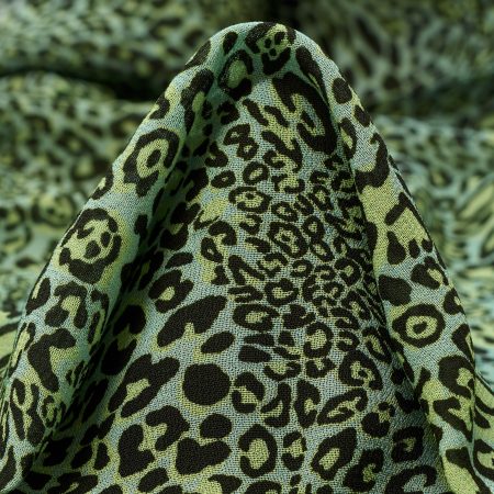 CRÊPE, VISCOSE, PRINTED, SMOKE GREEN&RAVEN BLACK