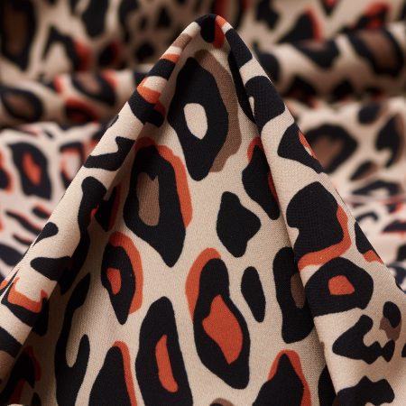 TECHNO JERSEY, PRINTED, HIGH ELASTICITY, PEACH WHIP&RAVEN BLACK