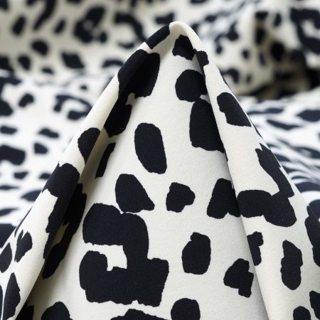 TECHNO JERSEY, PRINTED, HIGH ELASTICITY, RAVEN BLACK&BRILLIANT WHITE