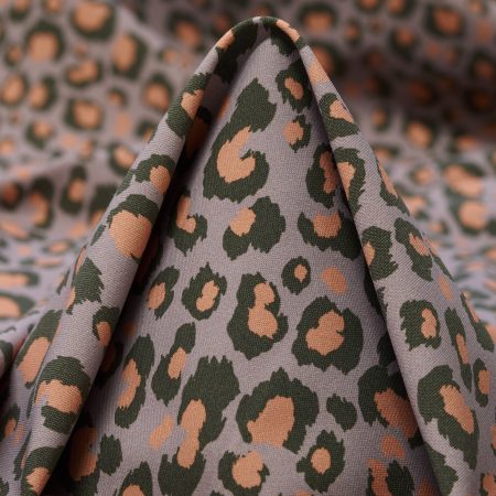 TECHNO JERSEY, ANIMAL, HIGH ELASTICITY, LAVENDER GRAY&CORAL CLOUD