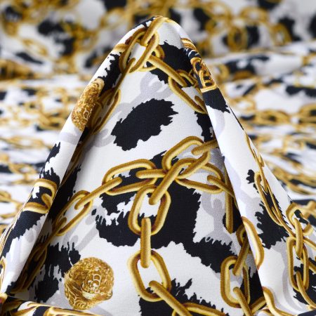 TECHNO JERSEY, PRINTED, HIGH ELASTICITY, BRILLIANT WHITE&GILDED BEIGE