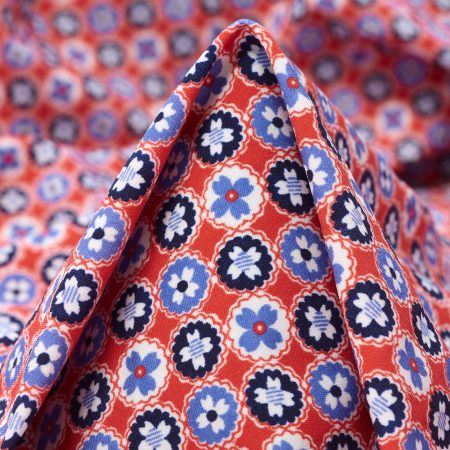 TECHNO JERSEY, PRINTED, HIGH ELASTICITY, DEEP SEA CORAL&BEL AIR BLUE