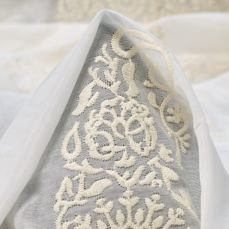 VOILE, COTTON, EMBROIDERED, ANTIQUE WHITE