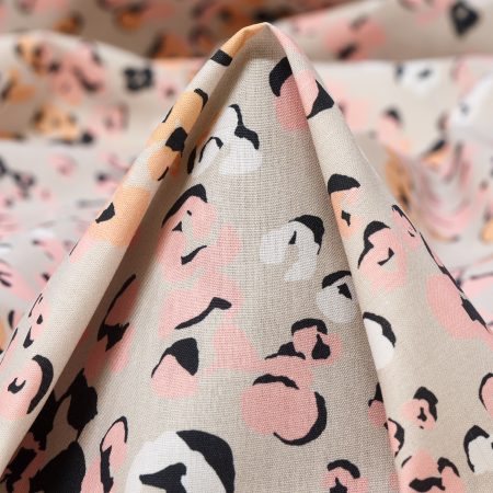 POPLIN, COTTON BLEND, PRINTED, CLOUD&APRICOT