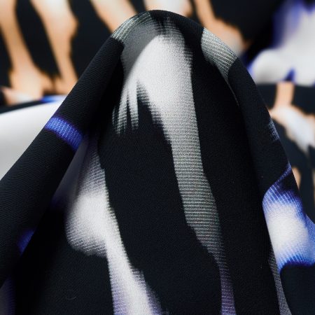 CRÊPE, PRINTED, ALMOST APRICOT&STRONG BLUE