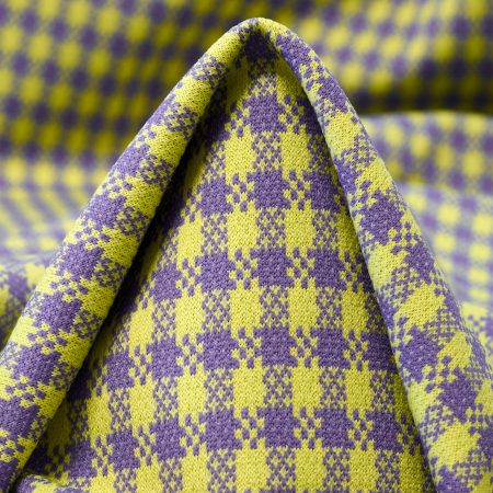 JACQUARD, JERSEY, HOUNDSTOOTH, LIME GREEN&PALE IRIS