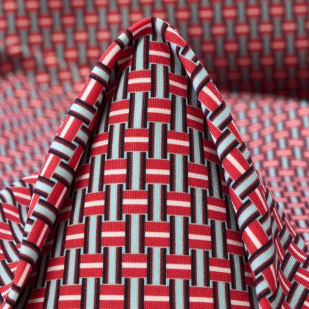 TECHNO JERSEY, PRINTED, HIGH ELASTICITY, CLOUD BLUE&LIPSTICK RED