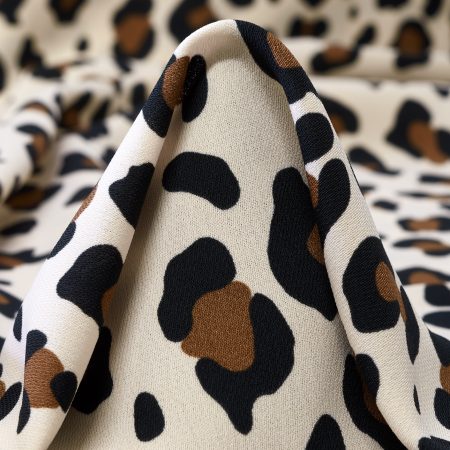 CRÊPE, ANIMAL, PRINTED, ANTIQUE WHITE&RAVEN BLACK