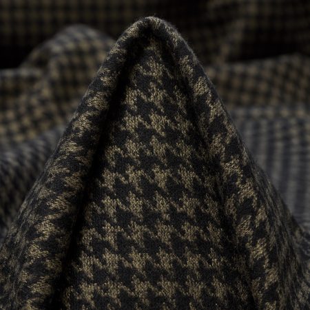 JERSEY, VISCOSE BLEND, HOUNDSTOOTH, COVERT GREEN&RAVEN BLACK
