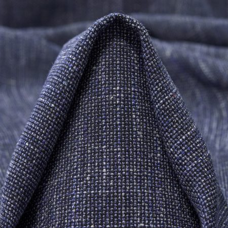 VIRGIN WOOL, LINEN BLEND, MELANGE, BLUE INDIGO