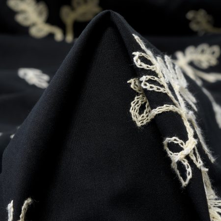 BATISTE, COTTON, EMBROIDERED, ANTIQUE WHITE&RAVEN BLACK