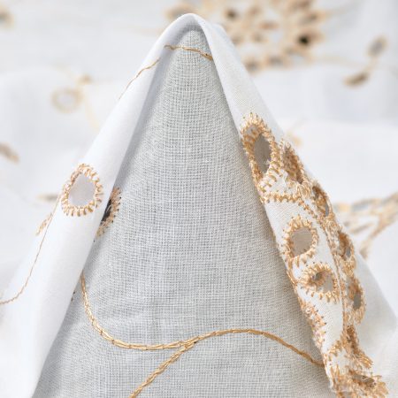 BATISTE, COTTON, EMBROIDERED, LUCENT WHITE&PALE GOLD
