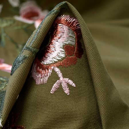 CANVAS, COTTON, EMBROIDERED, DARK OLIVE&GINGER SPICE