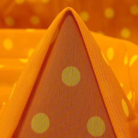 MESH, ELASTIC, PRINTED, FLAME ORANGE&YELLOW BALLOON
