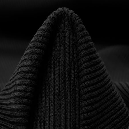RIB JERSEY, COTTON, STIFF, RAVEN BLACK