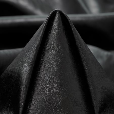 VEGAN LEATHER, VISCOSE BLEND, RAVEN BLACK