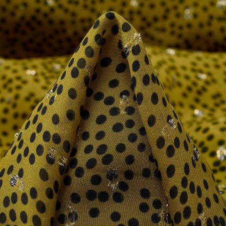 CRÊPE DE CHINE, VISCOSE, DOTS, CRESS GREEN&JET BLACK