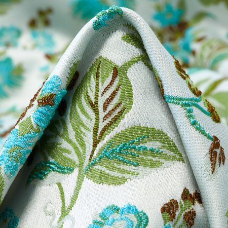 JACQUARD, COTTON BLEND, ELASTIC, NIMBUS CLOUD&BLUE CURACAO