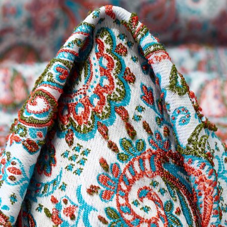JACQUARD, COTTON BLEND, PAISLEY, LUCENT WHITE&BLUE CURACAO