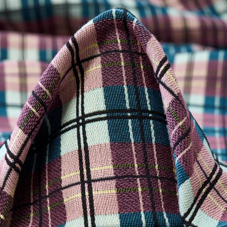 JACQUARD, COTTON, ELASTIC, PALE BLUSH&COLONIAL BLUE