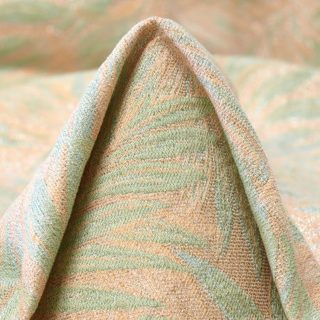 JACQUARD, COTTON, LUREX, APRICOT ICE&FOG GREEN