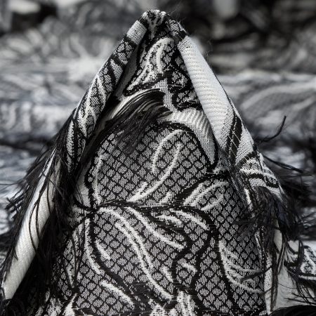 JACQUARD, VISCOSE, FLORAL, RAVEN BLACK&BRILLIANT WHITE