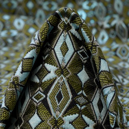 JACQUARD, ACETATE, GEOMETRIC DESIGN, STARLIGHT BLUE&DRIED HERB