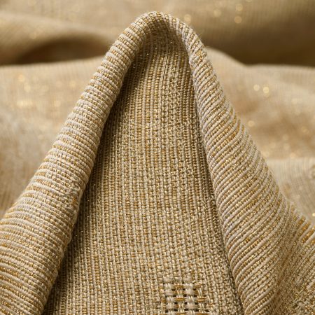 JACQUARD, LINEN, LUREX, OYSTER GRAY&RED GOLD