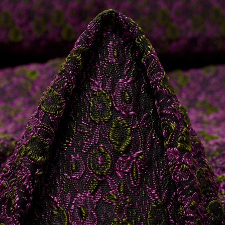 JACQUARD, ACETATE, HYACINTH VIOLET&BANANA PALM