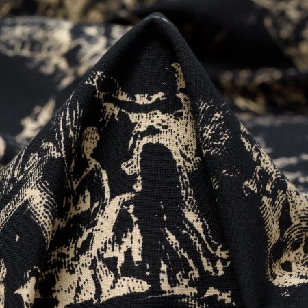 TWILL, COTTON, TOILE DE JOUY, ANTIQUE WHITE&JET BLACK