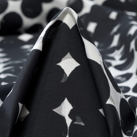 POPLIN, COTTON, DOTS, RAVEN BLACK&BRILLIANT WHITE