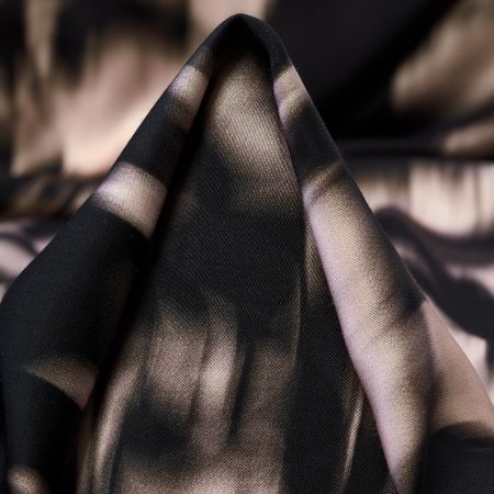 SATIN, VISCOSE, PRINTED, BLACK BEAUTY&VANILLA CREAM