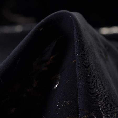 Techno Stretch, Floral, High Elasticity, Silver&Raven Black