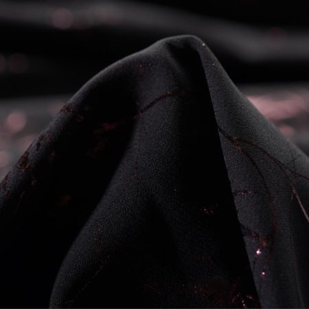 Techno Stretch, Floral, Shimmering, Jet Black&Cerise