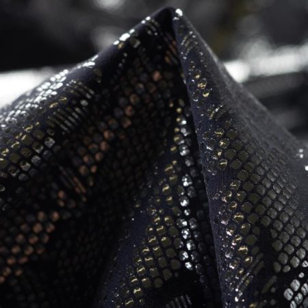 Techno Stretch, Floral, Shimmering, Jet Black&Silver