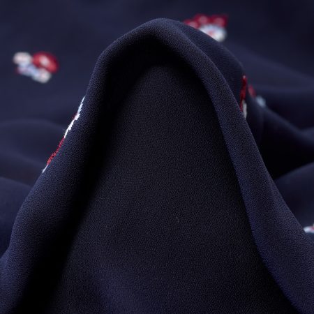 Crêpe De Chine, Embroidered, Floral, Savvy Red&Parisian Night