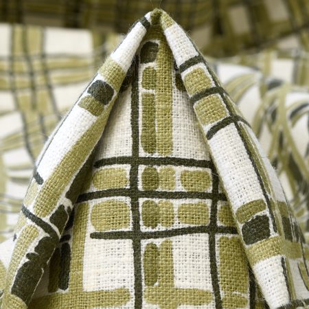 Cotton, Geometric, Brilliant White&Sage Green